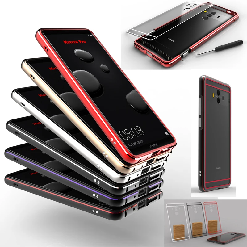 

Aluminum Metal Bumper Frame For Huawei Mate 10 Pro Case Luxury Shockproof Shield Dual Color Case for Huawei Mate 10 Pro Cover