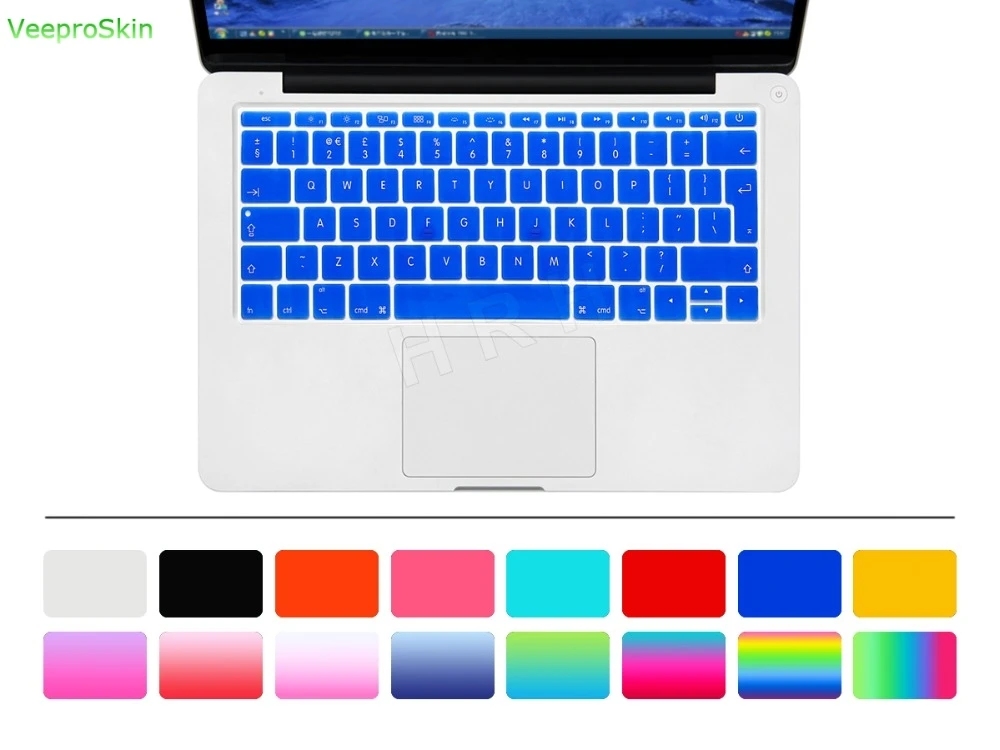 Macbook 12 A1534 Eu/Uk 영어 실리콘 키보드 커버 스킨 및 Mac 용 New Pro 13 A1708 (2016 버전 No Touch Bar)