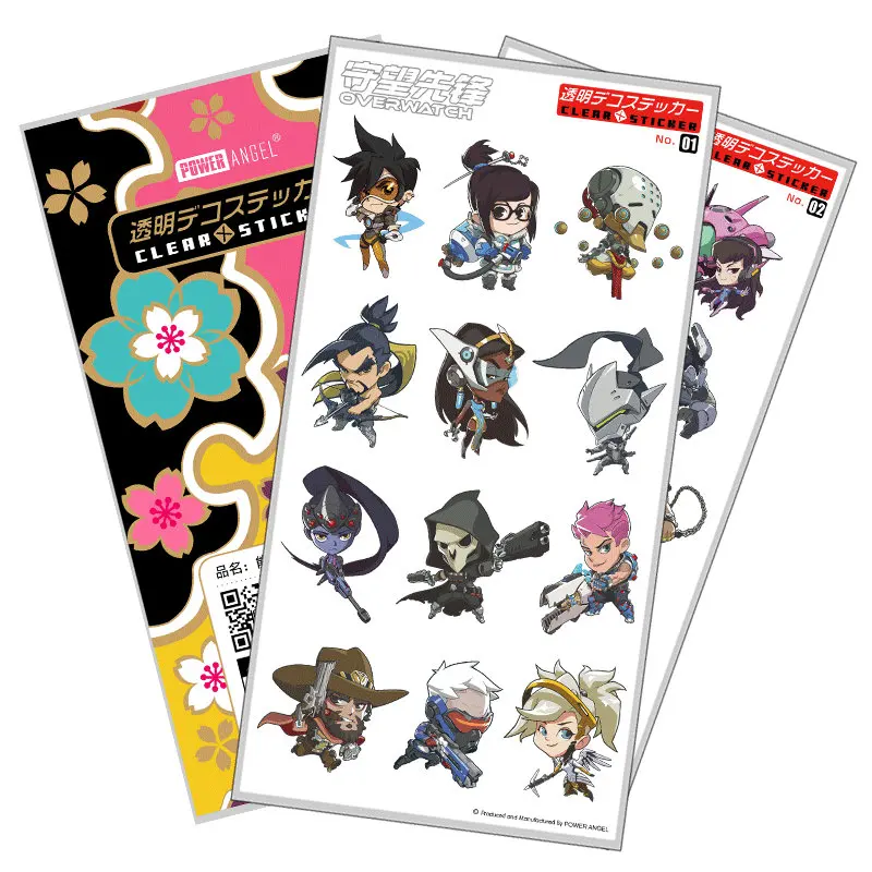 Game OW D.VA LUCIO MERCY Sticker Anime Stickers Waterproof Plastic Transparent Decal Toy Stiker For Phone Laptop Book