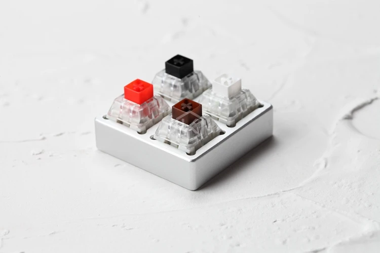 Алюминиевый тестер переключателей 2X2 серебристый для kailh box черный красный