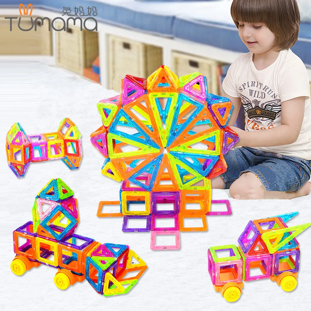 Tumama 86pcs 3D Magnetic Blocks Building Mini Size Educational Toys Plastic Enlighten Kids DIY Bricks Designer Construction Set