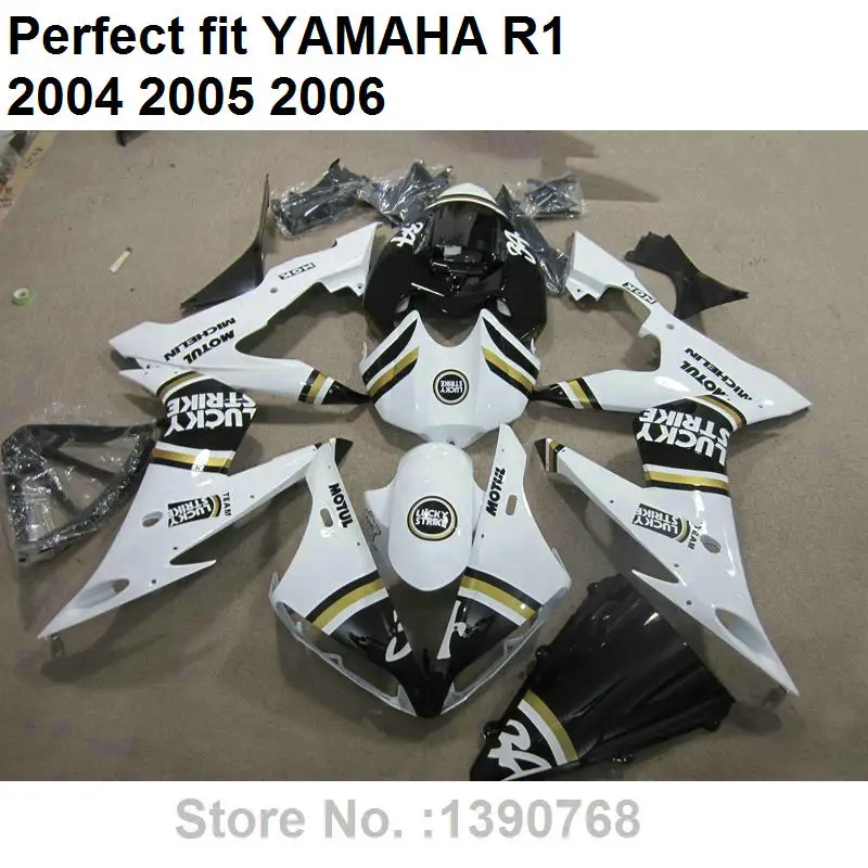 

Bodywork kit for YAMAHA YZF R1 04 05 06 white black motorcycle parts fairings set YZFR1 2004 2005 2006 PQ10