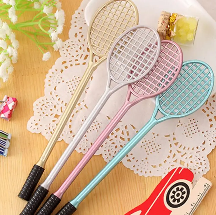 

1 Pcs Lytwtw's Korean Stationery Kawaii Cute Badminton Racket Pen Advertising Creative Bent School Office Gel Pens Gift