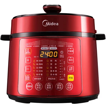 

Stainless Steel Electric Pressure Cooker 5L Non-stick Rice Cooker 24h Reservation Timing/10 Protection /2 Liner Pots Red