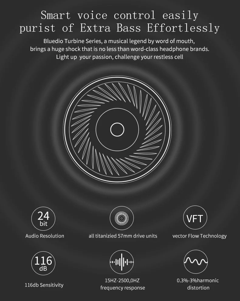 Улучшенные 4 микрофона с активным шумоподавлением Bluetooth наушники Hurricane Turbine гарнитура 57 мм привод супер бас наушники