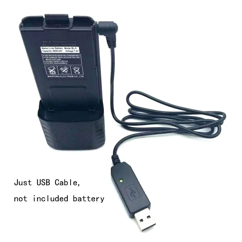 USB Зарядное устройство зарядный кабель для передачи данных для BaoFeng UV5RE UV-5R 3800 мАч продлить Батарея UV-82 BF-F8HP UV-82HP UV-5X3 UV-S9 радио иди и болтай Walkie Talkie