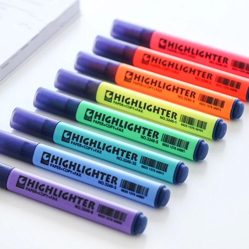 Cute 2PC High quality Candy Color Highlighters Marker Pen 8 Colors