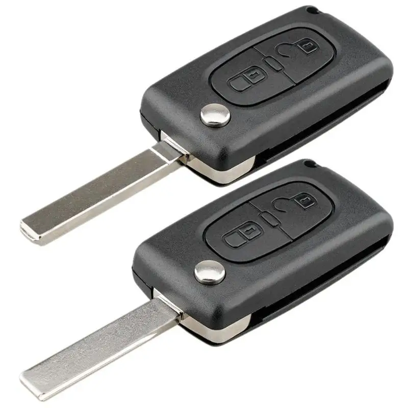 ABS+ металл черный 2 кнопки флип складной дистанционный Брелок чехол пустой корпус для peugeot 207 307 дистанционного ключа чехол запасной чехол