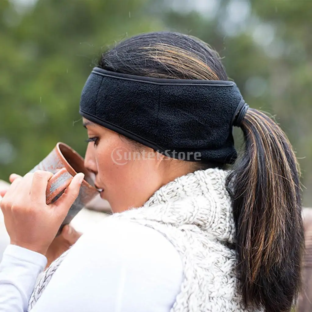 Womens Winter Warm Fleece Ponytail Headband Ear Cover Ski Ear Warmer Head Wear - Various Colors