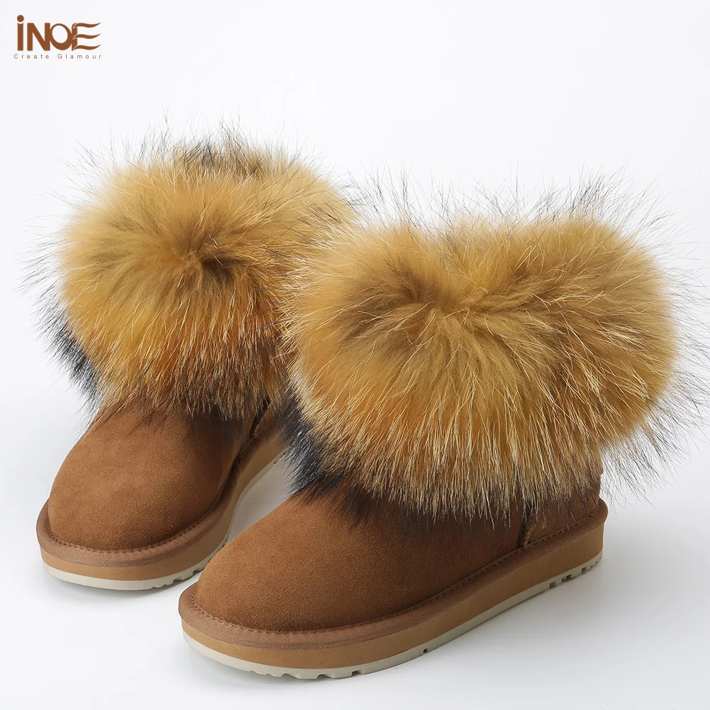 Женские зимние ботильоны из овечьей кожи с лисьим мехом|boots u2|boots leather for womenboots snow