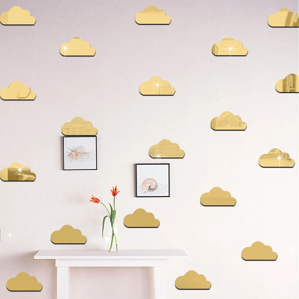 

10Pcs/lot 3D Acrylic Mirror Wall Sticker Cartoon Clouds Stickers DIY Home Decoration Wall Art Wall Decals Kids Bedroom Decor O28