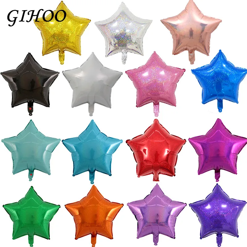 

50pcs/lot 18inch Laser Metallic Star Foil Balloons Wedding Baby Bridal Shower Birthday Party Decor Helium Inflatable Globos Gift