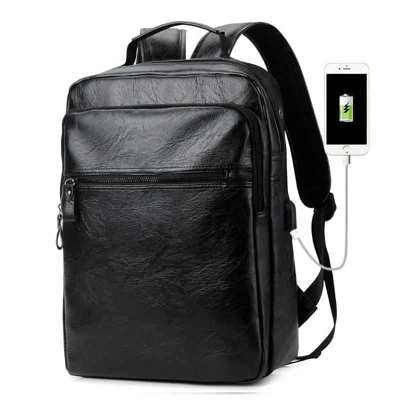 

Man Both Shoulders Package business Backpack laptop Student A Bag Pu Will Capacity Computer Leisure Time Travel backpacks 2019
