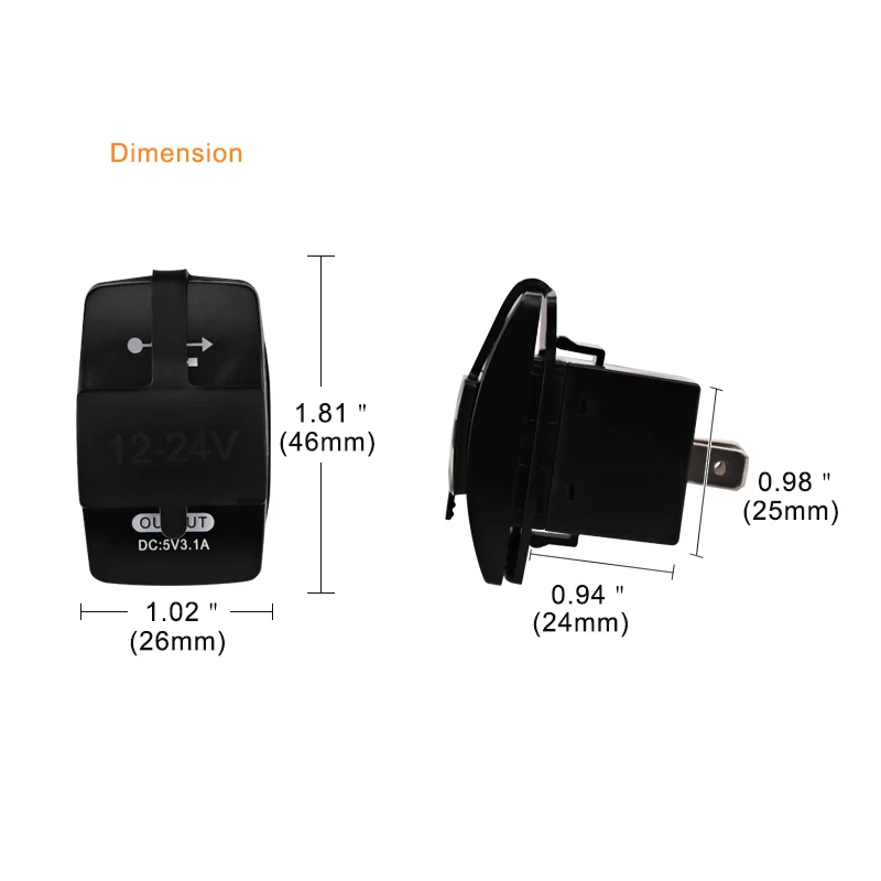 12-24 فولت المزدوج USB شاحن سيارة الروك التبديل 5 فولت 3.1A العالمي السيارات الهاتف المحمول شاحن ل سيارة دراجة نارية سيارة كهربائية قارب