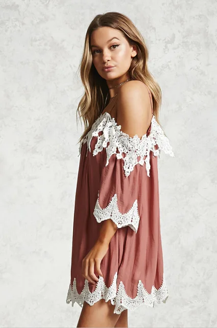 Luoanyfash Women Beach Dress 2018 Summer Y Strap Lace Luoanyfash Women Beach Dress 2018 Summer Y Strap Lace Embroidered Crochet Dresses Hippie Boho
