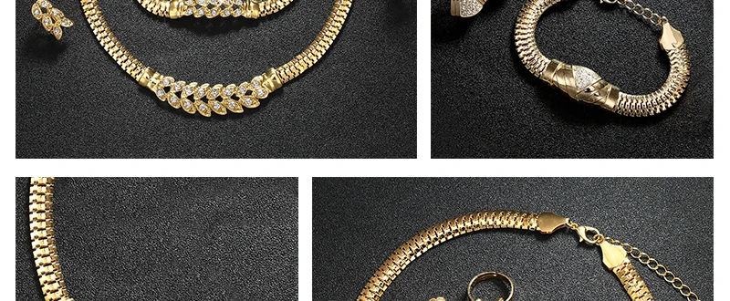 BTSETS Bridal Dubai Jewelry Sets For Women Gold Color African Beads Jewelry Set Wedding Imitation Crystal Choker Necklace Set (2)