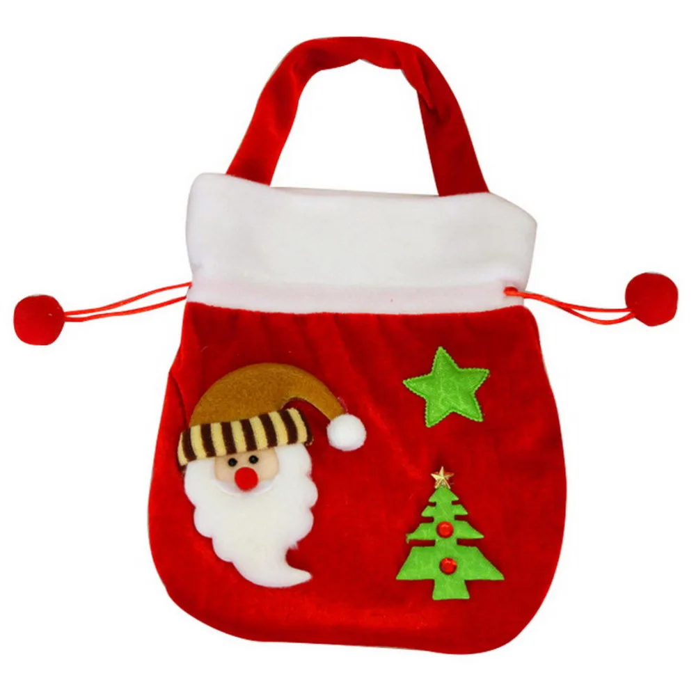 Cloth Christmas Bag Santa Claus Gift Bag for Kids Xmas Tree Decorations