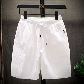 

2019 New Summer Linen Shorts Men Casual Cotton Solid Loose Man Drawstring Soft Comfortable Flax Shorts Bermuda Plus Size M-5XL