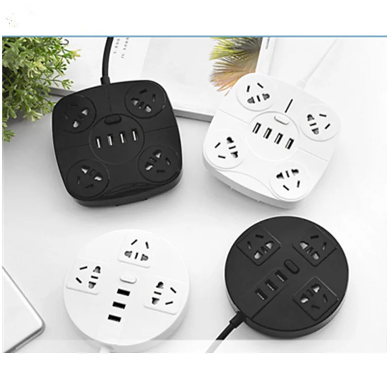 

4 AC Outlets 4 USB Outputs Power Strip Electronic Smart Extension Socket EU Plug Adapter Power Button Surge Protector