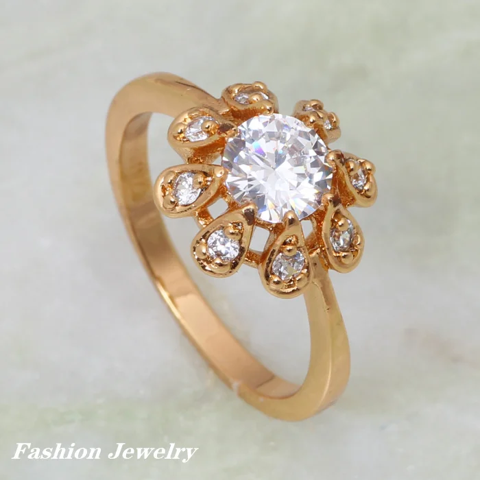 

New 2019 Ring For Women White Cubic Zirconia Fashion Jewelry Yellow Gold Rings R147