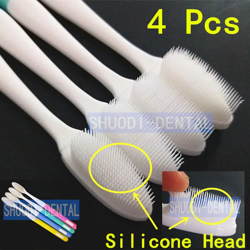 

4 Pcs Dental Teeth Cleaning Teeth Whitening Brushes Silicone Head Silicone Gel Toothbrush Ultra Soft Teeth Brush 152 Hairs