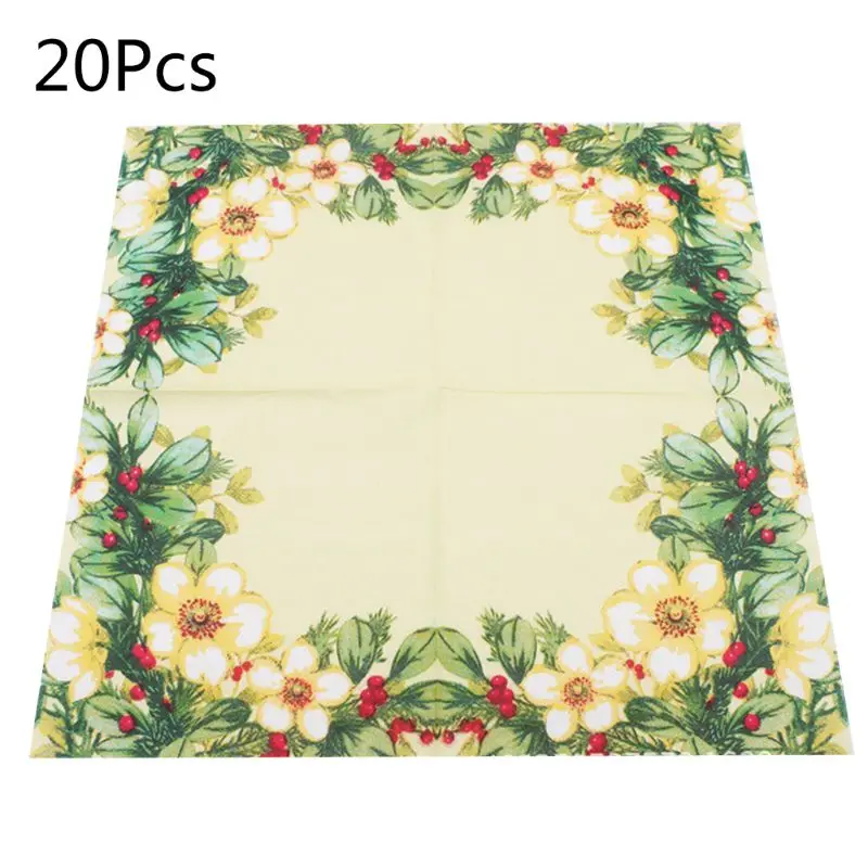 

Disposable Paper Napkins Tableware Supply Printed Square Tissue Camellia Pattern Party Festive Celebration 20 Pieces