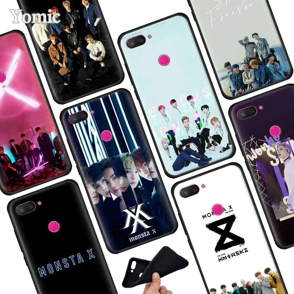 

Monsta X Black Silicone Phone Case for Xiaomi 6X 5X Mi 8 A1 A2 Lite Poco F1 Mi Play Redmi 6 7 Pro Cover