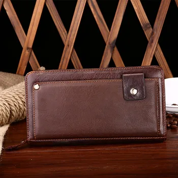 

Business Men Purse Handbag Genuine Leather Day Clutches Long Male Wallet High Capacity Multi-card Bit Business Card Zipper Bag