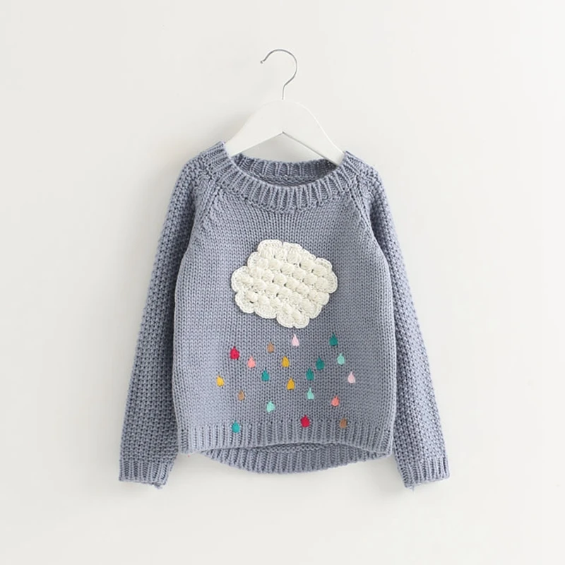 

Girls Sweaters 2018 Autumn Children's Sweater For Girls Of 1 to 5 Years Old Cotton knit Cute Cloud Sweater Kids Pullover Toddler