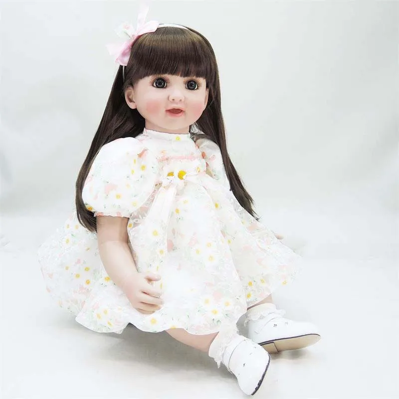 Pursue 24/ 60 cm White Princess Soft Cloth Doll Reborn Babies Lifelike Silicone Vinyl Reborn Girl Doll Toys for Child Play Gift