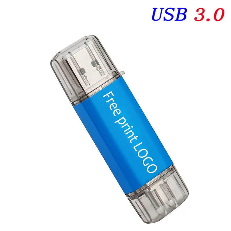 JASTER Type-C 3.0 Hot sale USB Stick Type Pen Drive 128GB 64GB 32GB 16GB USB Flash Drive High Speed Pen drive for Type-C Device - Цвет: Blue