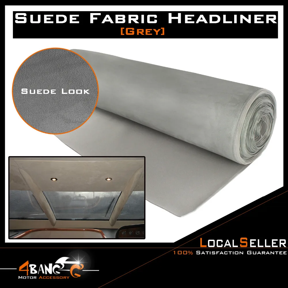 

72"x55" 185cm x 140cm Auto Headliner Upholstery Fabrics Microsuede Suede Light Gray Foam Backed Save Money