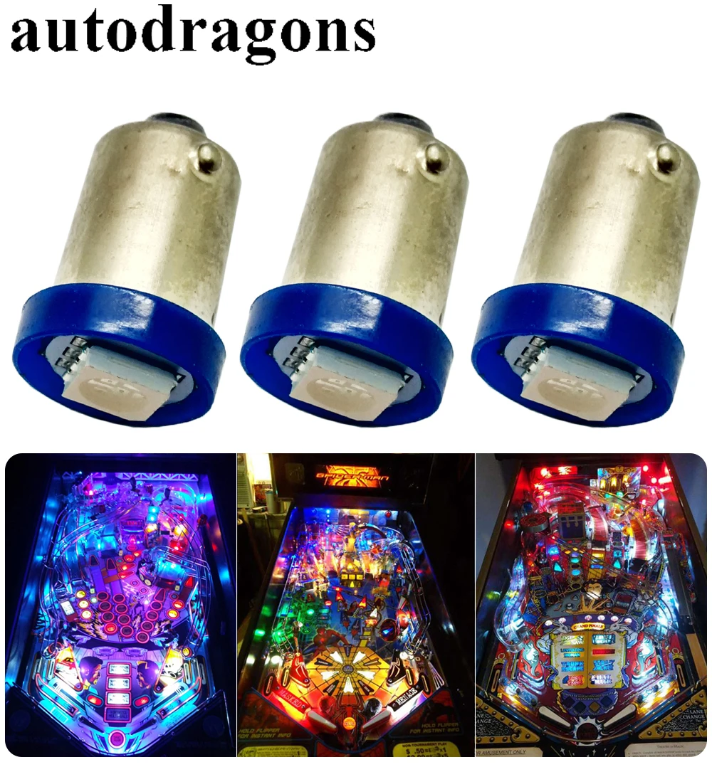 Autodragons 100 шт. светодиодный пинбол лампочки# Ba9s#44#47 штык AC DC 6 В/ 6,3 В 1 светодиодный 5050SMD
