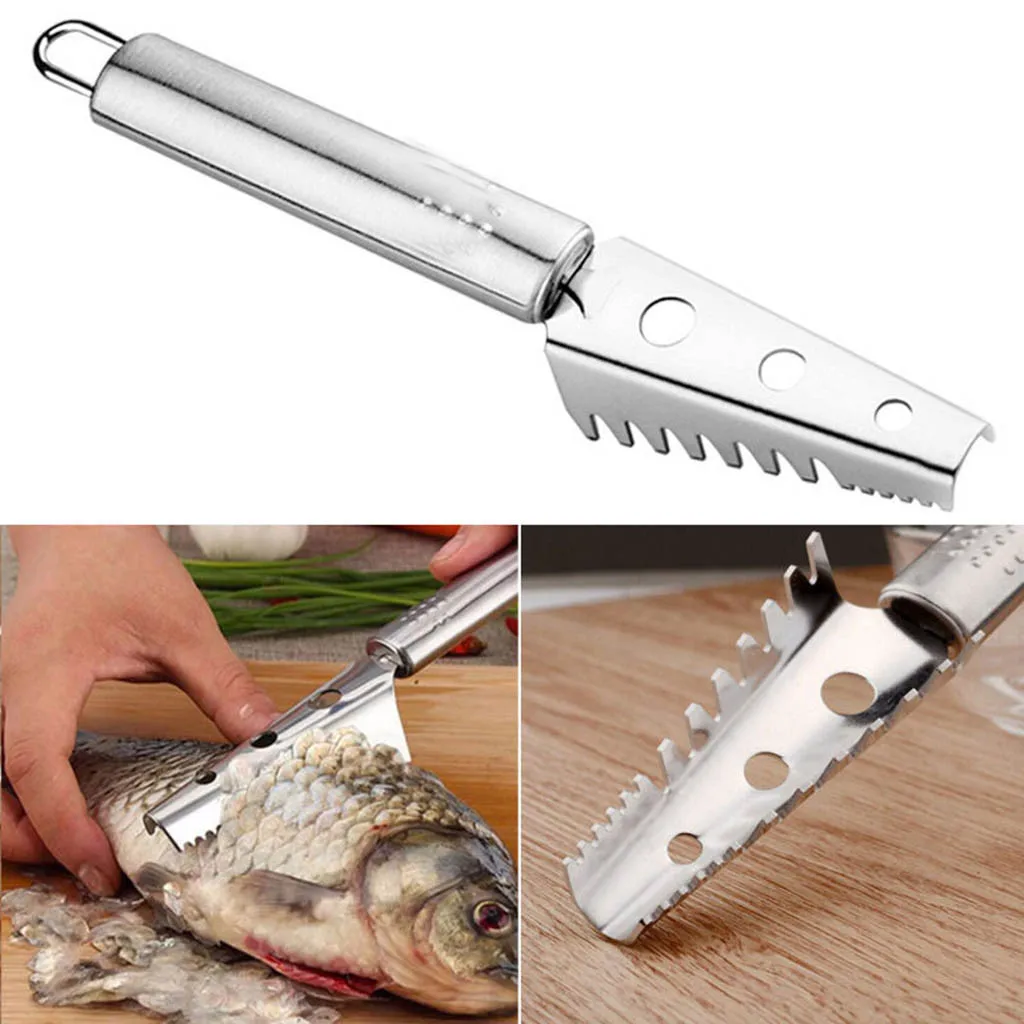 Очиститель рыбьей чешуи из нержавеющей стали, инструмент для скребка, кухонный инструмент для удаления скалера, нож для удаления кожи, быстрая очистка рыбьей кожи, кухонный нож