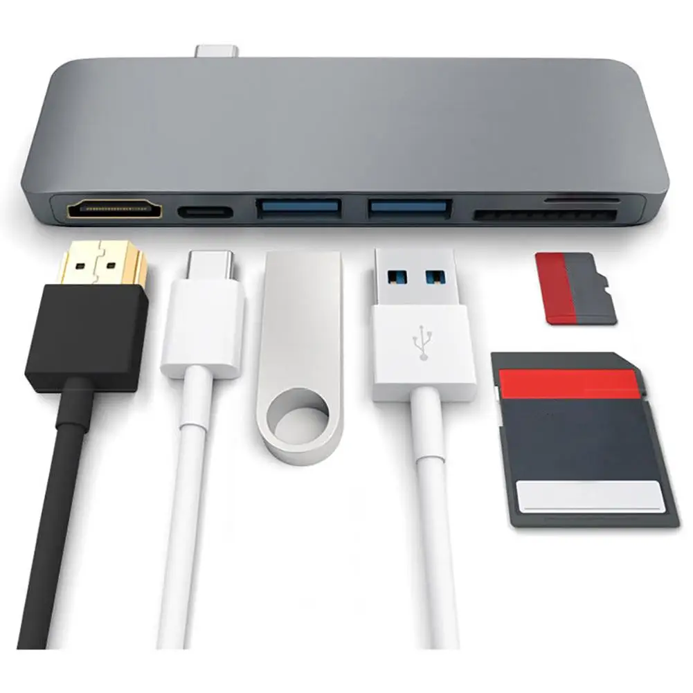 USB 3,0 хаб Тип-C до 4 К HDMI зарядки SD Card Reader адаптер для MacBook Pro Бесплатная доставка