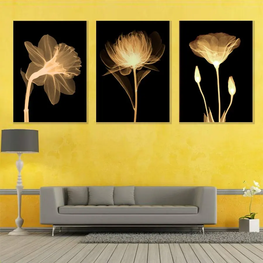 Yellow Fluorescent Flower HD Print Canvas Paintings Wall Artwork Prints Picture Home Decor for Living Room | Дом и сад