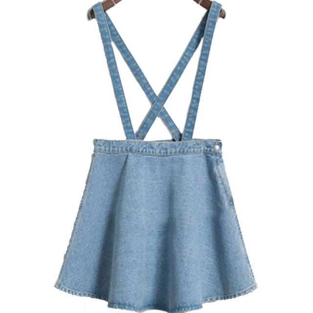 jean skirt with suspenders