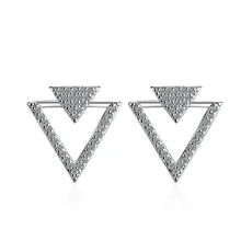 XIYANIKE-boucles d'oreilles en argent Sterling 925, bijoux en cristal brillant, ajouré, forme de Triangle, en zircone, cadeau idéal pour femmes, idée parfaite