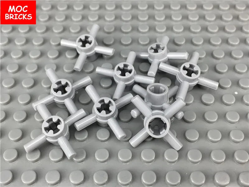 

10pcs/lot MOC Bricks Light Gray Technic, Axle Connector Hub with 4 Bars fit with 48723 Educational Building Blocks DIY Toy gifts