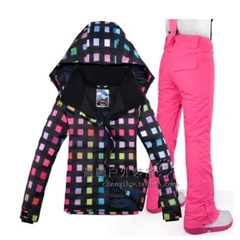 

Gsou Snow Snowboarding Set Women's Skiing Suit Ski Jacket + Pant Waterproof Warm Winter Clothing High Quality Snow Coat Trousers