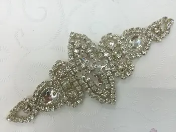 

DHL FREE Crystal Rhinestone Applique Beaded Crystal Wedding Dress Sash Hair DIY Applique Motif