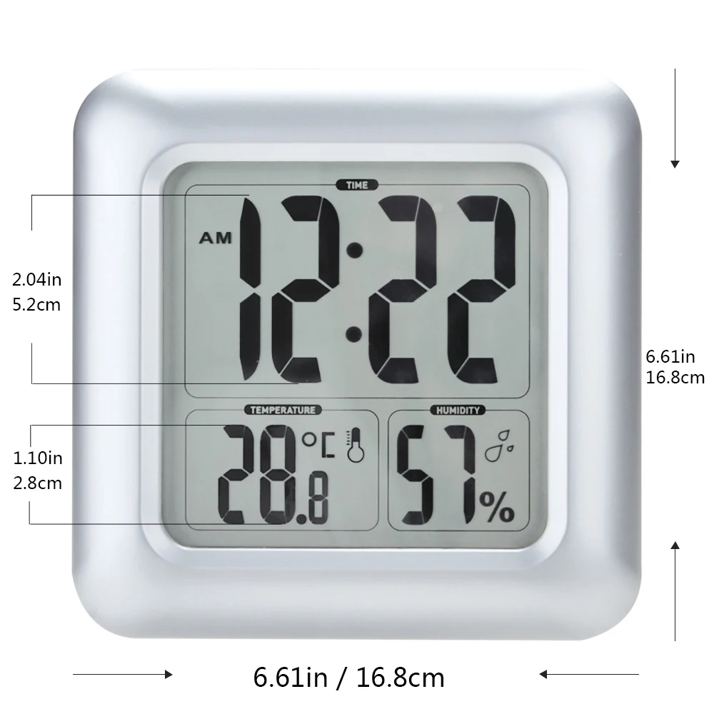 US $25.83 Baldr Digital Wall Clock Suction Cup Waterproof Kitchen Bathroom Temperature Humidity Sensor Time Watch Shower Clock