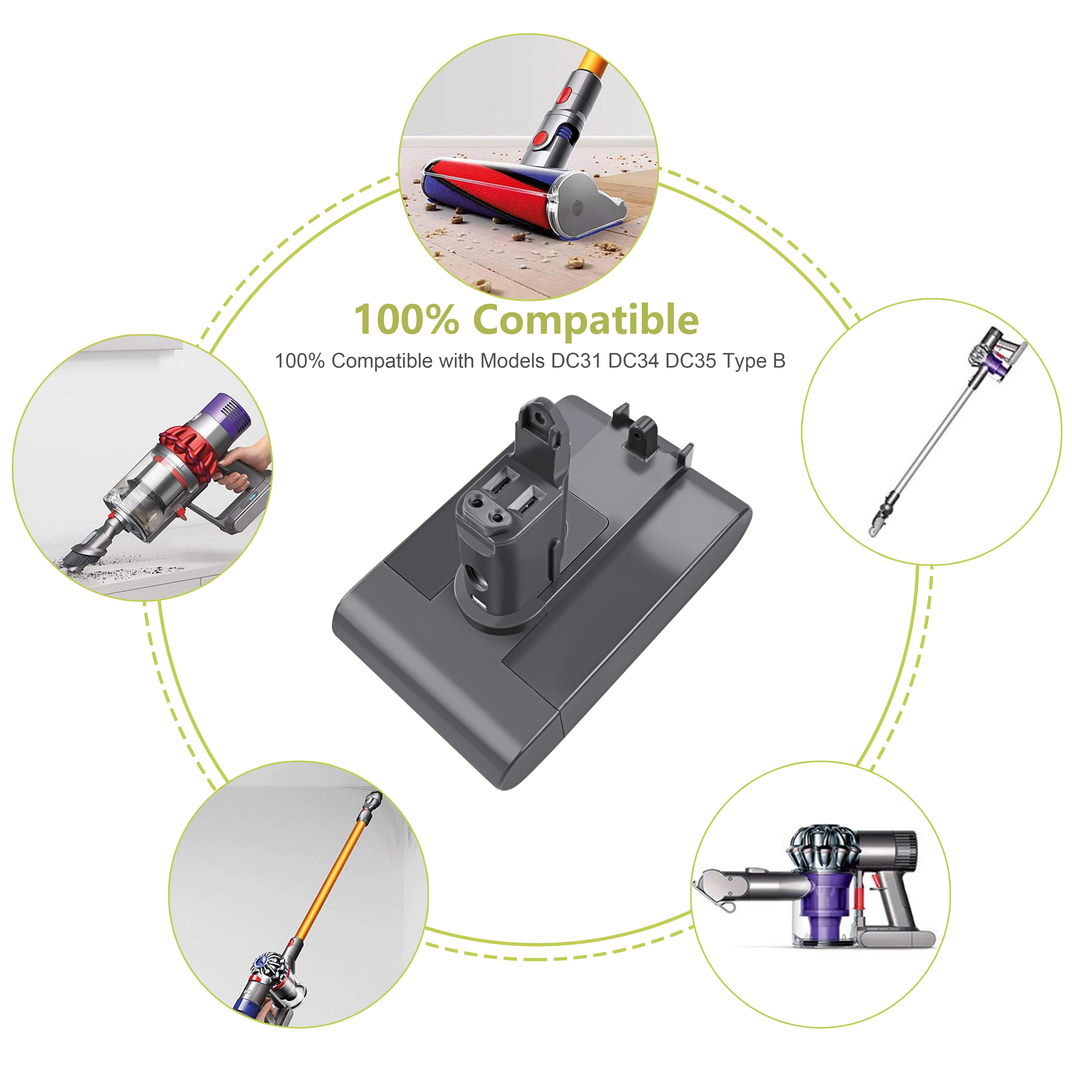 Аккумуляторная батарея Powtree 22 2 в 2200 мАч DC31 (только для типа B) Dyson DC35 DC44 DC45 Series li ion