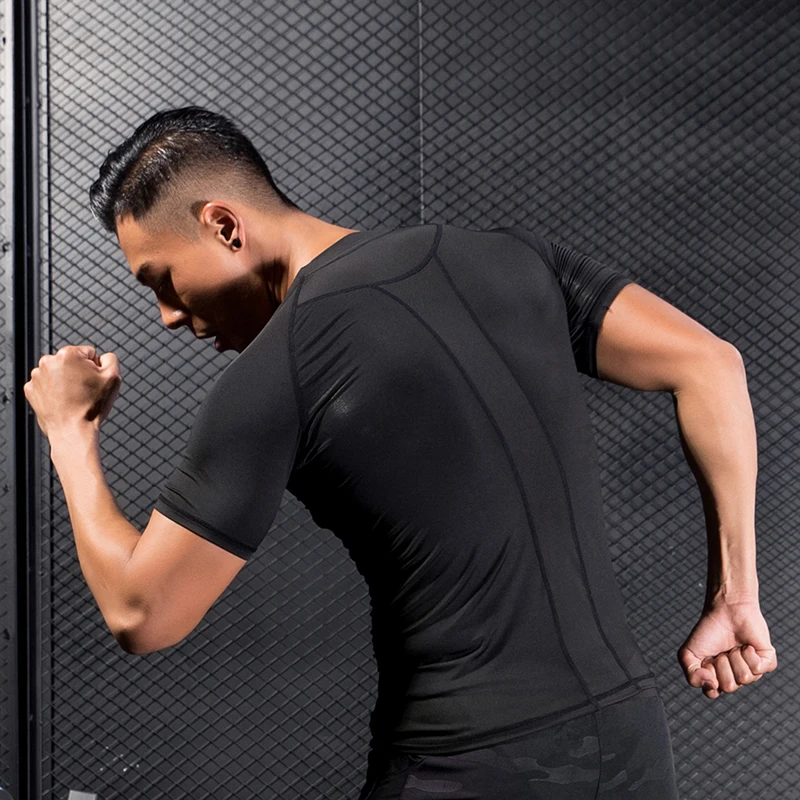 FANNAI Men Compression Shirt Sport Running shirts Gym tshirt Bodybuilding ClothesFitness Tight Short Sleeve Dry fit Sportswearar