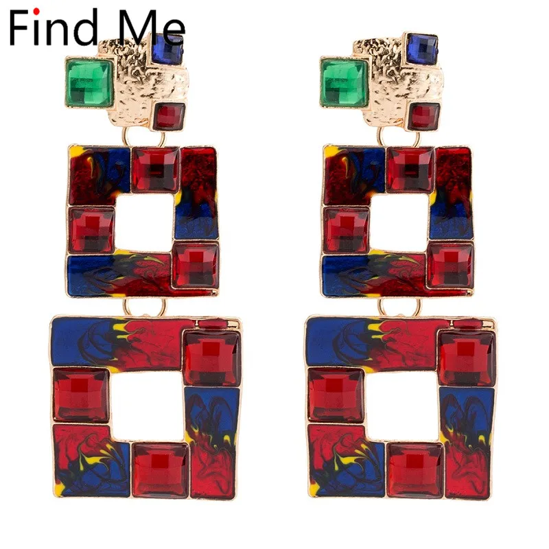 

Find Me 2019 new Fashion Crystal Mosaic Drop Earrings For Women Jewelry multilayer resin long tassels Dangle Earrings wholesale