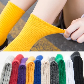 

Unisex Rainbow Color Women Socks Harajuku Colorful Mid Socks Women Standard 1 Pair Kawaii
