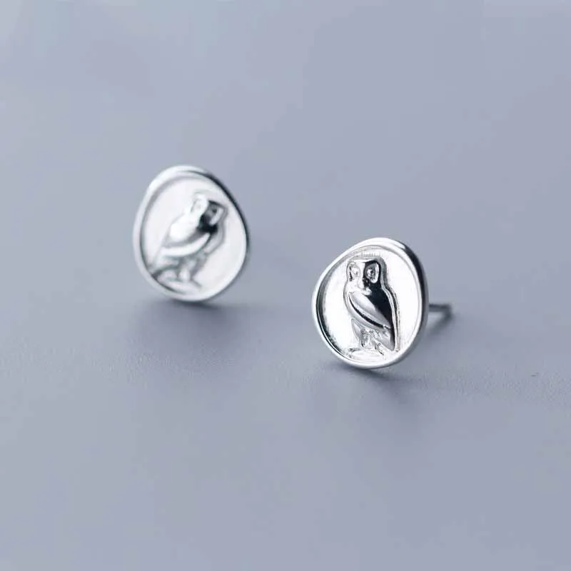 

Cute Animal Owl 925 Sterling Silver Studs Earrings