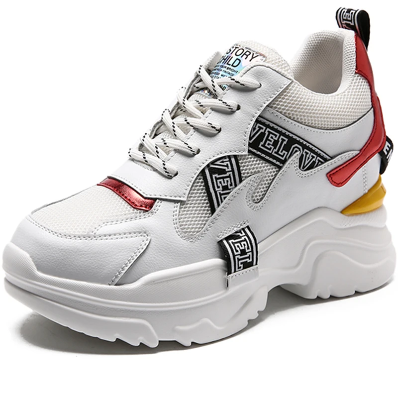 

Breathable Women Chunky Street Sneakers 2019 Fashion Increased Women's Trainers Woman Platform Shoes Lady Footwear QQ-178