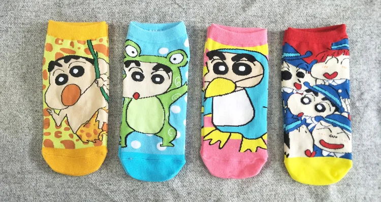 Японские Аниме Crayon Shin chan носки милые забавные персонализированные женские весенние, летние носки удобные дышащие цветные хлопковые носки