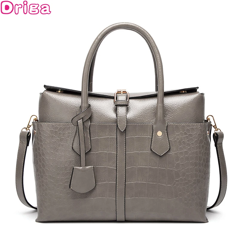 

DRIGA Women PU Leather Crocodile Pattern Handbags Ladies Large Tote Bag Female Square Shoulder Bags Bolsas Femininas Sac